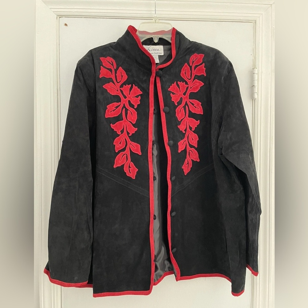 Linea Louis Dell'Olio Embroidered Leather Jacket